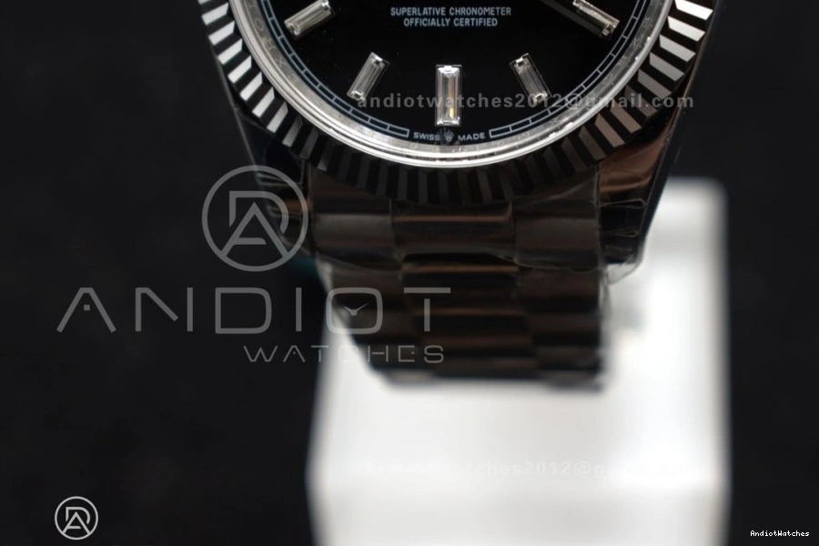 40 GSF Dial Weight DayDate on President A Crystal Black Bracelet Bright Gain 718 SS 0227